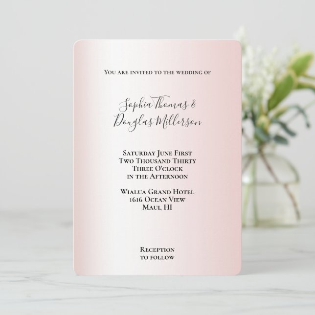 Peach Blush White Wedding Inbjudningar (Stående Fram)