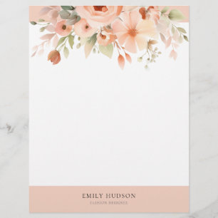 Peach Boho Blommigt Brevhuvud