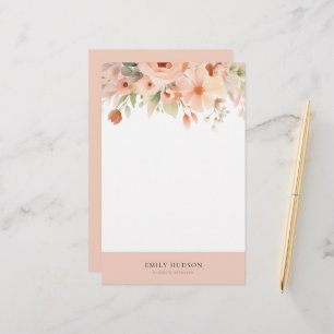 Peach Boho Blommigt Brevpapper