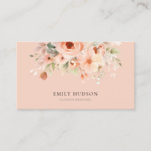 Peach Boho Blommigt Visitkort