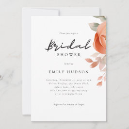 Peach Boho Floral Bridal Shower Inbjudningar