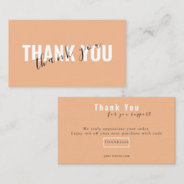Peach Bold Script Thank You Card Discount Business Visitkort