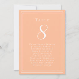 Peach-Bordsnummer-kort för sätesgästlista för bröl Inbjudningar