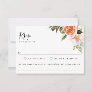 Peach Botanical Bröllop Food Allergy OSA kort