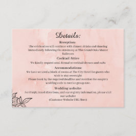  Peach Botanical Wedding Details Card Tilläggskort