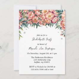 Peach Bouquet med Diamonds Bachelorette Party Inbjudningar