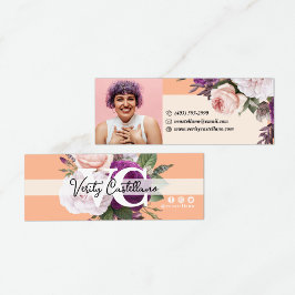 Peach Boutique Vintage Ro Blommigt Personal Photo Mini Visitkort
