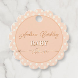 Peach Bow Baby Shower Gåvor Etiketter