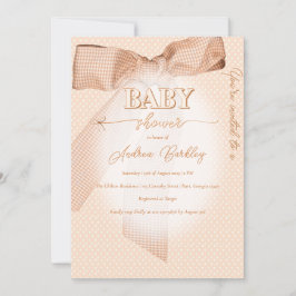 Peach Bow Baby Shower Inbjudningar