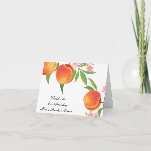 PEACH BRIDAL SHOWER THANK YOU CARD TACK KORT (Framsida)