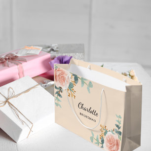 Peach bridesmaid ro guld blommigt
