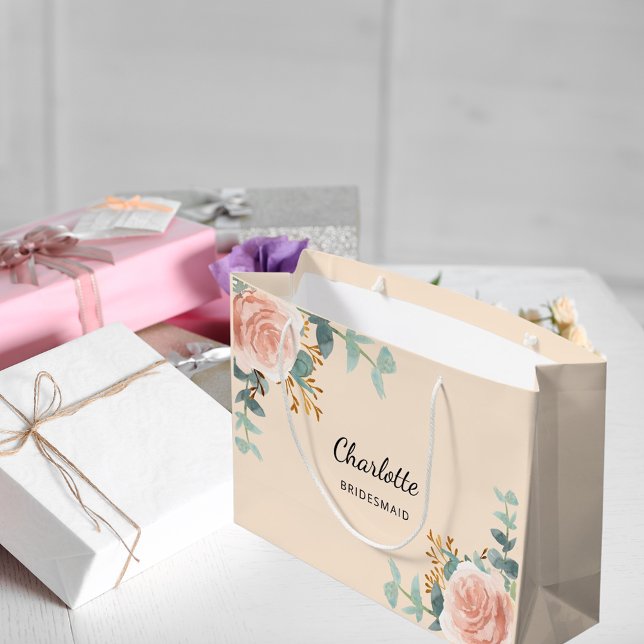Peach bridesmaid ro guld blommigt (Skapare uppladdad)
