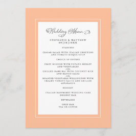 Peach Bröllop Calligraphy Elegant Guest Middag Meny