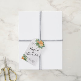 Peach Bröllop Classic Blommigt Ro Presentetikett