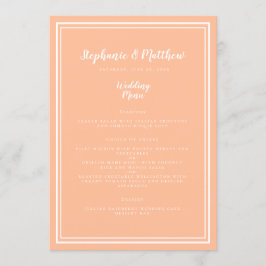 Peach Bröllop Midmeny Guest Modern Place Card Meny