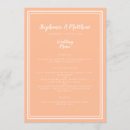 Peach Bröllop Midmeny Guest Modern Place Card Meny