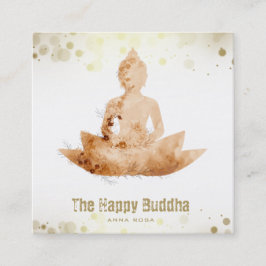 *~* Peach Buddha QR botaniska Blommigten Lotus AP3 Fyrkantigt Visitkort