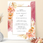 Peach Burgundy  Blommigt, Watercolor Bröllop Inbjudningar<br><div class="desc">Beundra din gäst med den här eleganten och den unika bröllopsinbjudan med en utmärkt vattenfärgsfärgad blommigt inslag i en vacker blandning av persika, orange, rosa, dammig ro, champagne och krämnyans med en gräddfärgsfläck som täcker dina bröllop-detaljer. Förmåga att byta "tillsammans med sina föräldrar" till "tillsammans med sina familjer", "tillsammans med...</div>