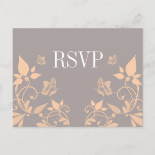 Peach Butterfly Blommigt OSA Postcard Inbjudan Vykort