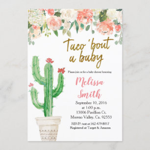 Peach Cactus blommigt Baby Shower Taco Bout Baby Inbjudningar