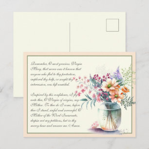 Peach Catholique Memorare Prayer till Virgin Mary Vykort