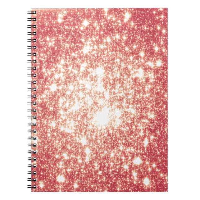 Peach Champagne Stars Anteckningsbok Med Spiral (Framsidan)