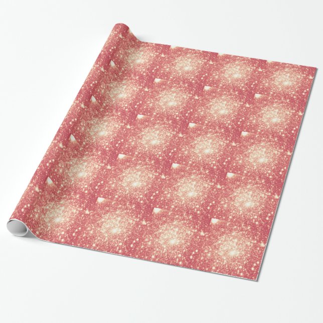 Peach Champagne Stars Presentpapper (Utrullad)