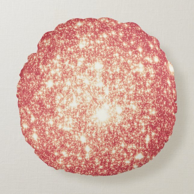Peach Champagne Stars Round Pillow Rund Kudde (Framsidan)
