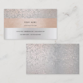 Peach Champaign Grått Vip Rand confetti Silver Visitkort