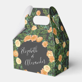 Peach & Charcol Grått Peony & Ro Blommigt Bröllop Presentaskar