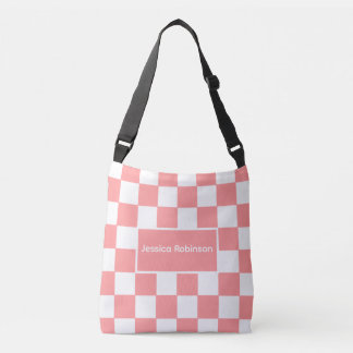 Peach Checkered with Name  Axelväska