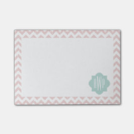 Peach Chevron Ikat Monogrammed Post it Notes Post-it Block