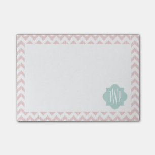 Peach Chevron Ikat Monogrammed Post it Notes Post-it Block