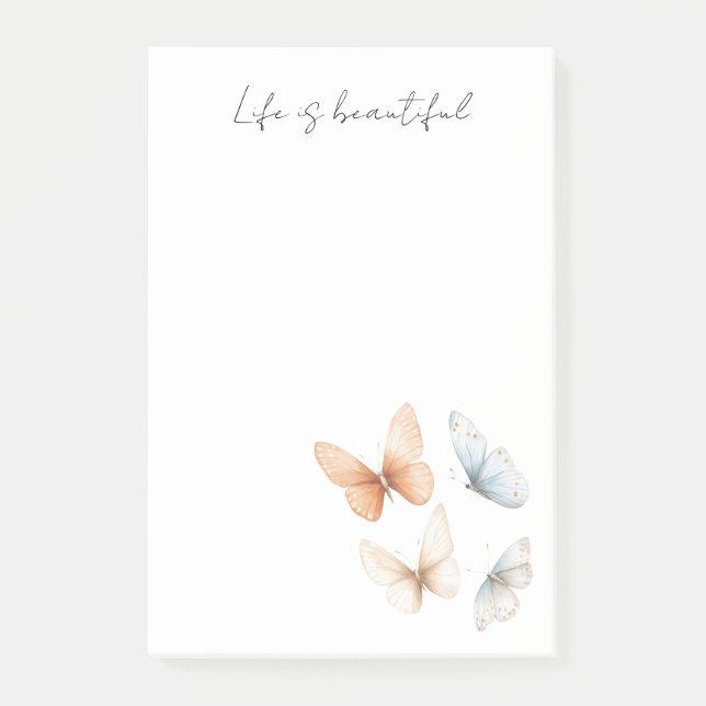 Peach Chic Blue Butterflies  Post-it Block (Framsida)
