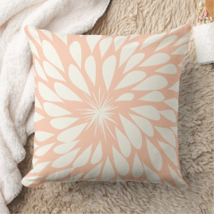 Peach Chrysanthemum Blommigt Kudde