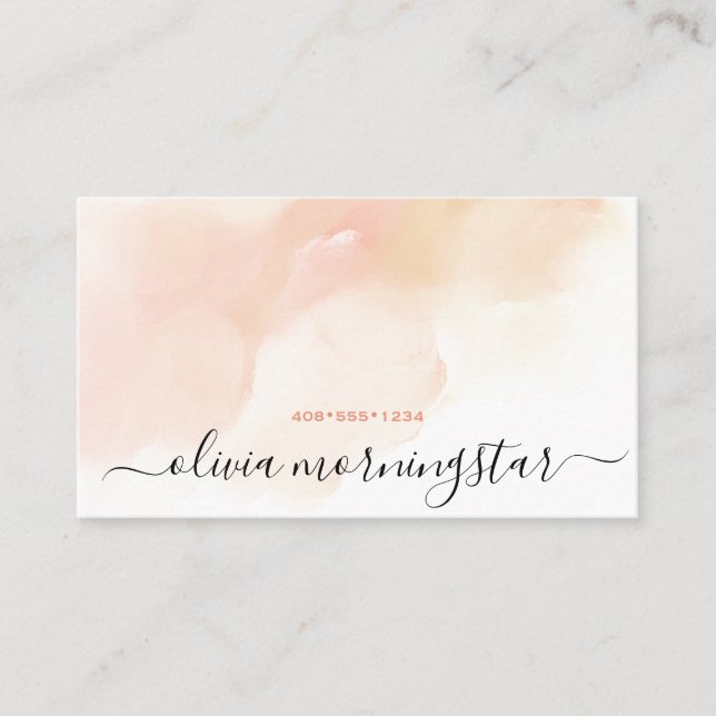 Peach Cloud Watercolor Dapped Visitkort (Framsida)