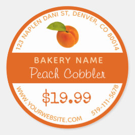Peach Cobbler Bakery Round Sticker Runt Klistermärke