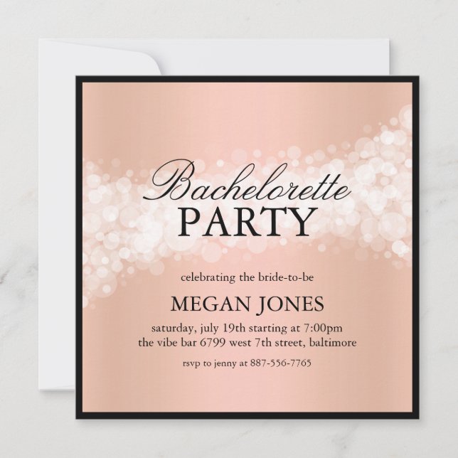 Peach Confetti Bachelorette Party-inbjudan Inbjudningar (Framsida)