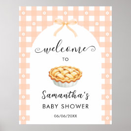 Peach Coquette Pie Baby Shower Welcome Poster
