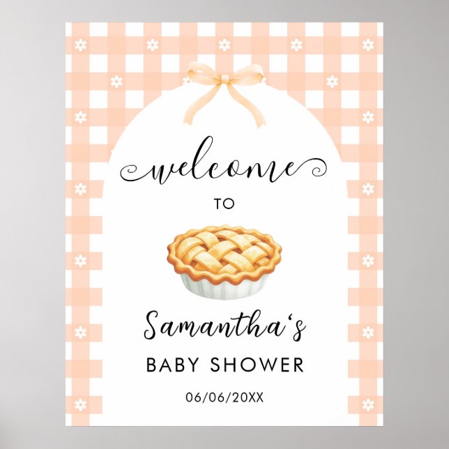Peach Coquette Pie Baby Shower Welcome Poster (Framsidan)