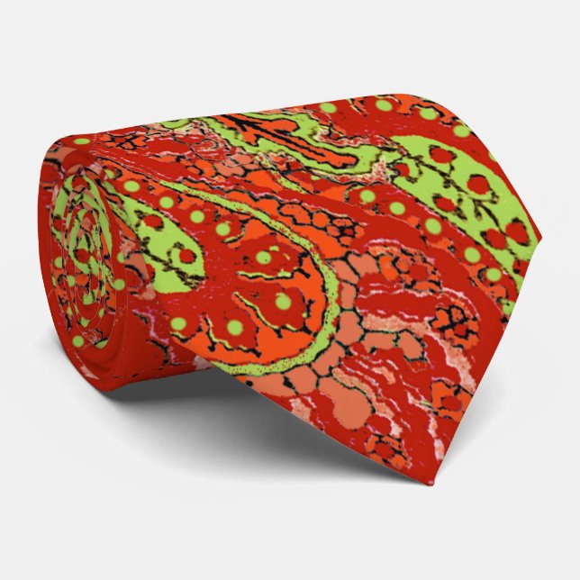 Peach Coral Lime Paisley Bröllop Tie Slips (Rullad)