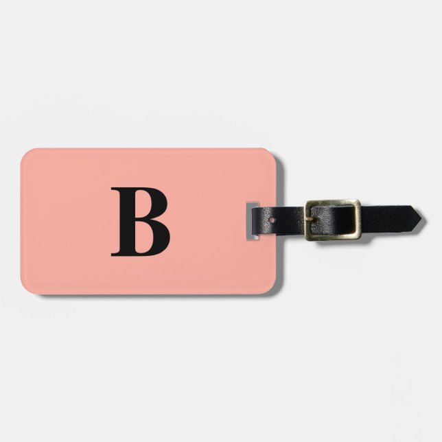 Peach Coral Rosa Monogram Namn Anpassningsbar Girl Bagagebricka (Horisontell Framsida)