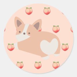Peach Corgi Sticker Runt Klistermärke