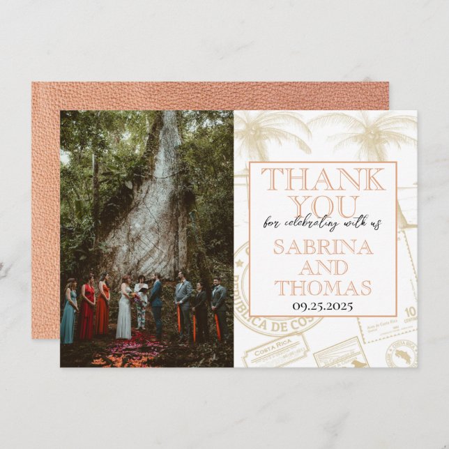 Peach Costa Rica Bröllop Photo Tack (Fram/baksida)