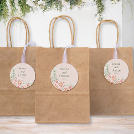 Peach Cream and Sage Grönt Blommigt Garden Runt Klistermärke