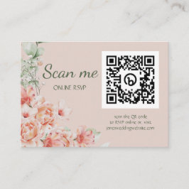 Peach Cream and Sage Grönt Romantic Blommigt Garde Tilläggskort