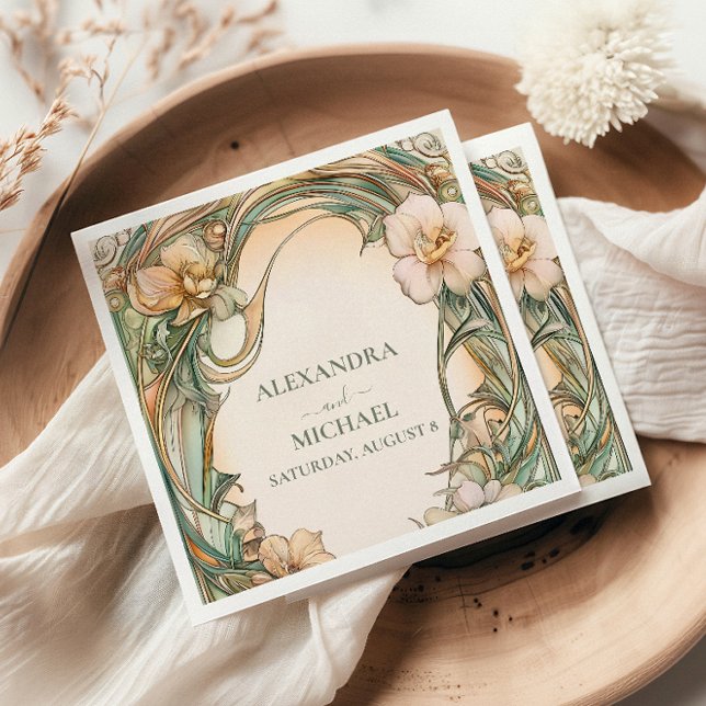 Peach Cream Bloom bröllop Pappersservett (Skapare uppladdad)