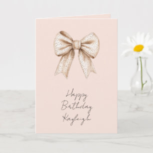 Peach Cream Bow Birthday Kort