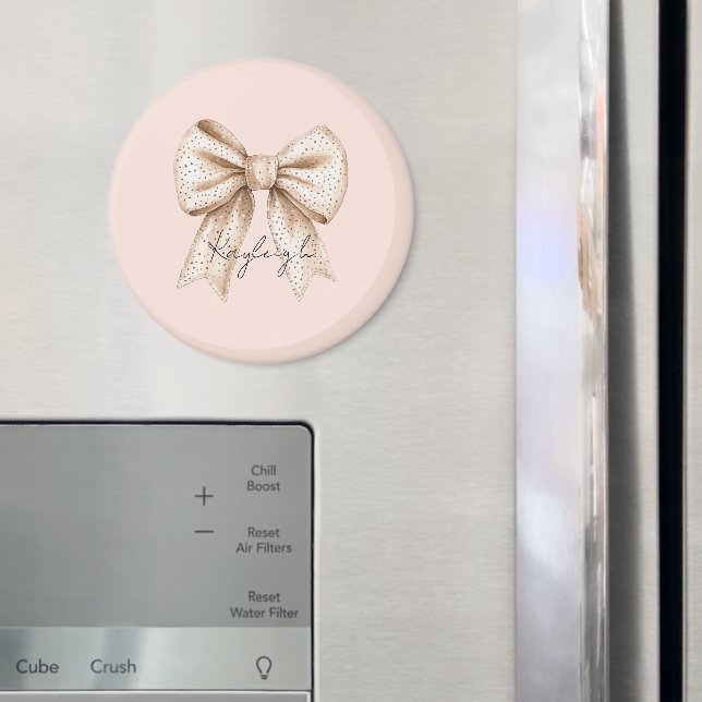 Peach Cream Bow Birthday Magnet (In Situ (Fridge))