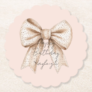 Peach Cream Bow Birthday Underlägg Papper